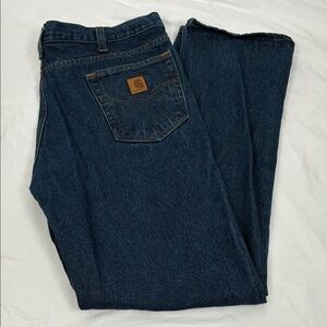 Carhartt Men's 38x34 (36x34) Dark Wash Relaxed Jeans Tough Workwear